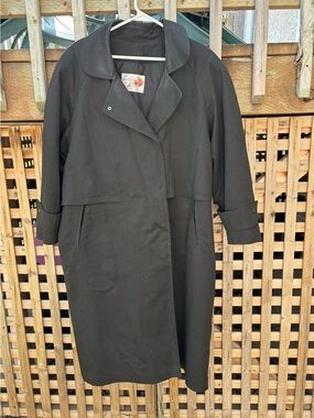 Women's Black Trench Coat with Classic Lapel